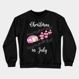 Funny Flamingo Pink Camping Car Christmas in July Crewneck Sweatshirt